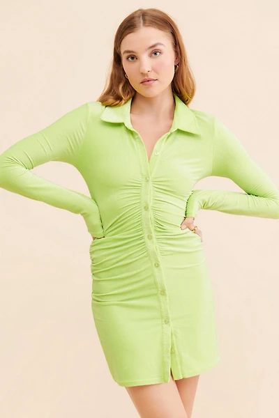Good American Sparkle Mini Button Front Dress