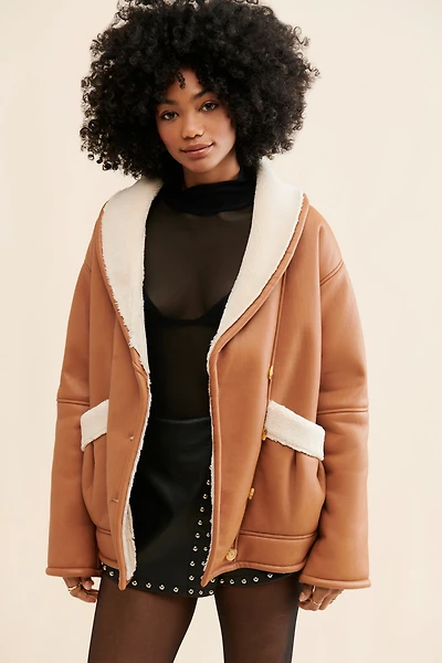 Nuuly x [BLANKNYC] Vegan Leather Sherpa Lined Coat