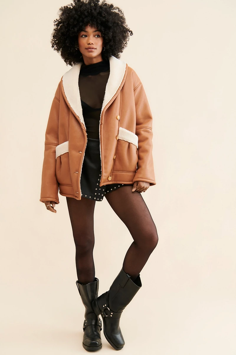 Nuuly x [BLANKNYC] Vegan Leather Sherpa Lined Coat