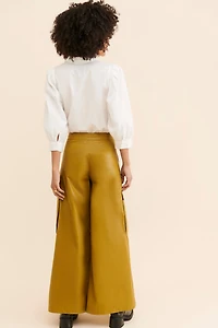 Corey Lynn Calter Cargo Wide Leg Vegan Leather Pants