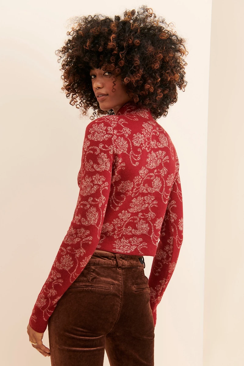 Maeve Ruched Mock Neck Sweater