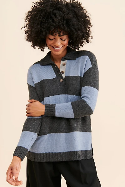 Madewell Jill Stripe Rugby Polo Top