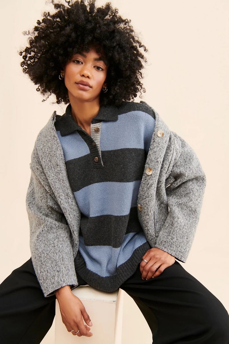 Madewell Jill Stripe Rugby Polo Top