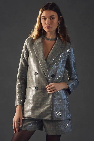 Maeve Plaid Sequin Blazer
