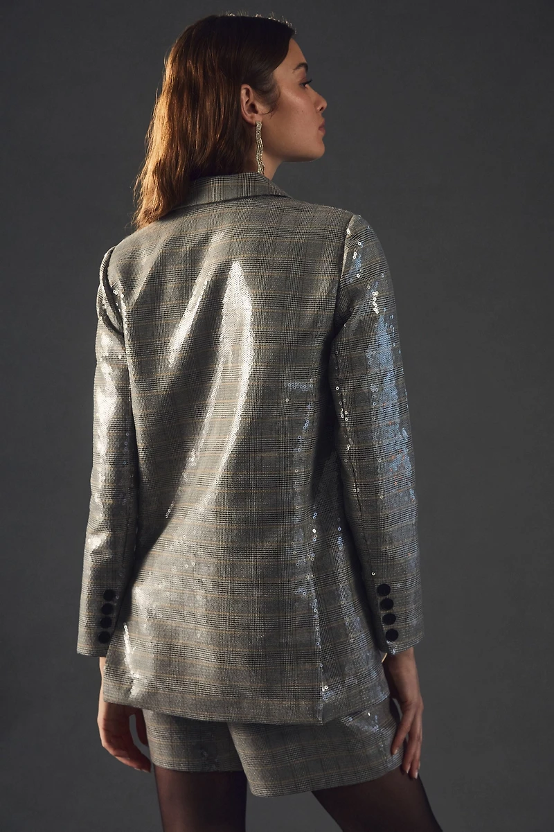 Maeve Plaid Sequin Blazer