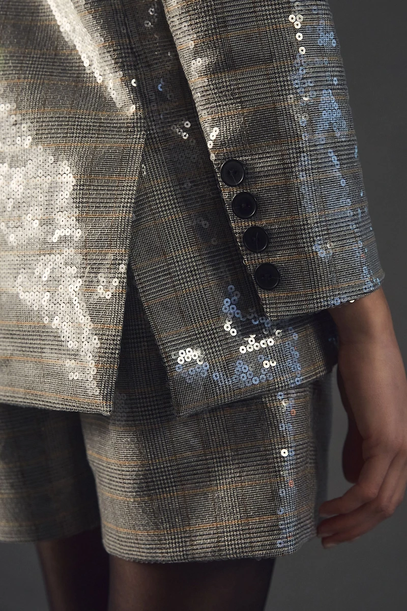 Maeve Plaid Sequin Blazer