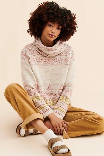 Pilcro Abstract Cowl Neck Sweater