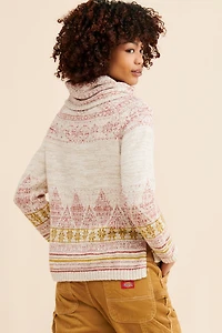 Pilcro Abstract Cowl Neck Sweater