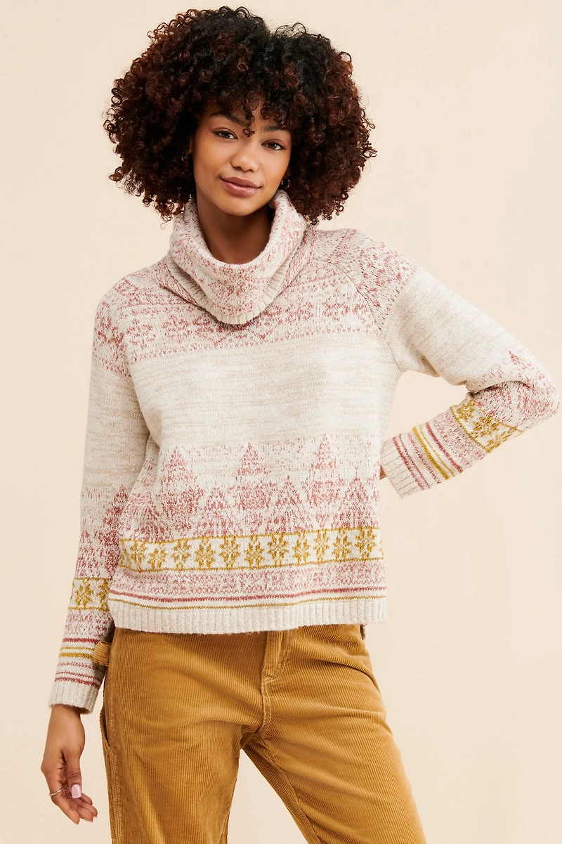 Pilcro Abstract Cowl Neck Sweater