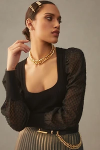 Puff Sleeve Shimmer Sweater
