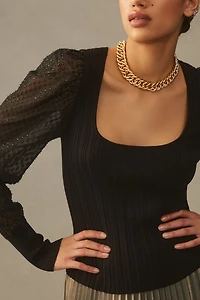 Puff Sleeve Shimmer Sweater