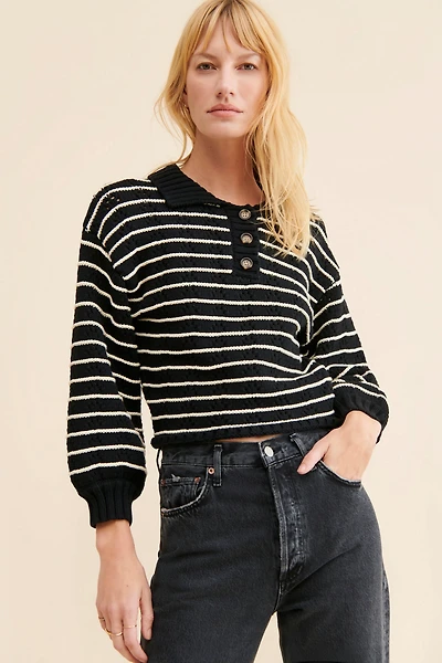Sage The Label Striped Button-Up Sweater