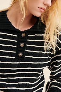 Sage The Label Striped Button-Up Sweater