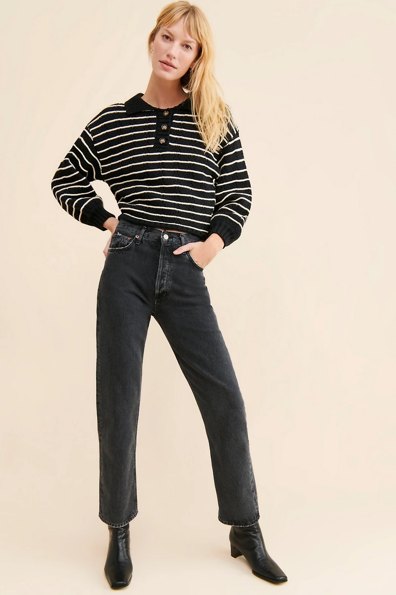 Sage The Label Striped Button-Up Sweater