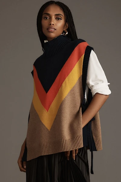 Maeve Varsity Stripe Poncho Sweater Vest