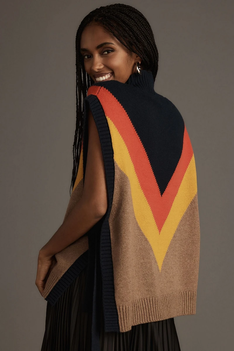 Maeve Varsity Stripe Poncho Sweater Vest