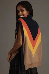 Maeve Varsity Stripe Poncho Sweater Vest