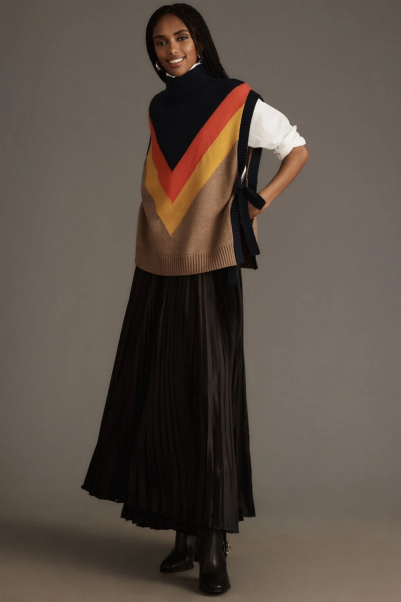 Maeve Varsity Stripe Poncho Sweater Vest