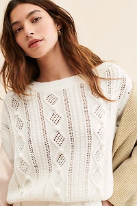 ONA Boat Neck Cable Knit Sweater