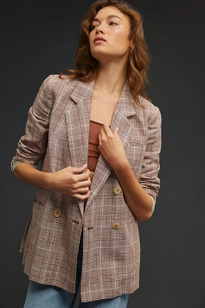 Maeve Double-Breasted Plaid Blazer