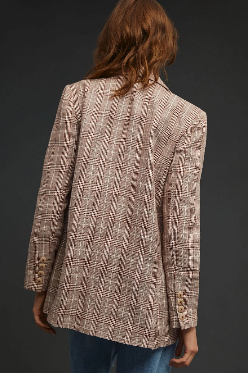 Maeve Double-Breasted Plaid Blazer