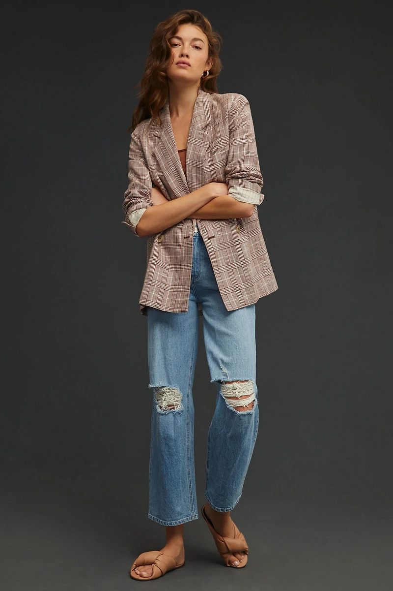 Maeve Double-Breasted Plaid Blazer