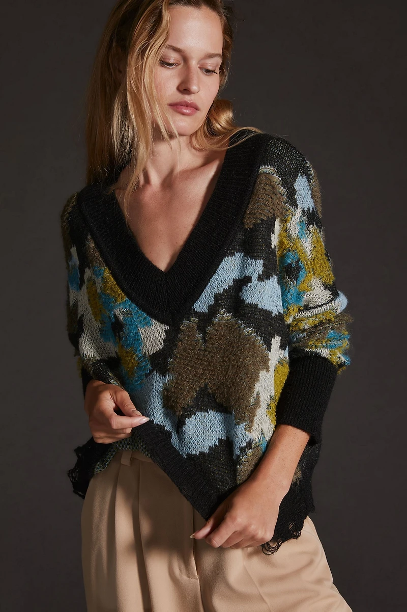 Drop Shoulder V-Neck Sweater