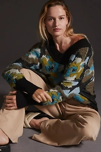 Drop Shoulder V-Neck Sweater