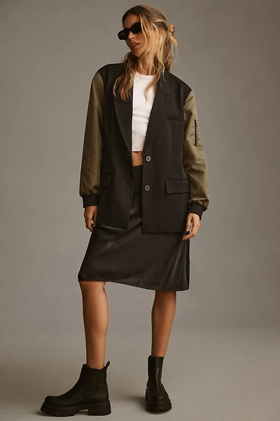 Dolan Utility Mixed Fabric Blazer