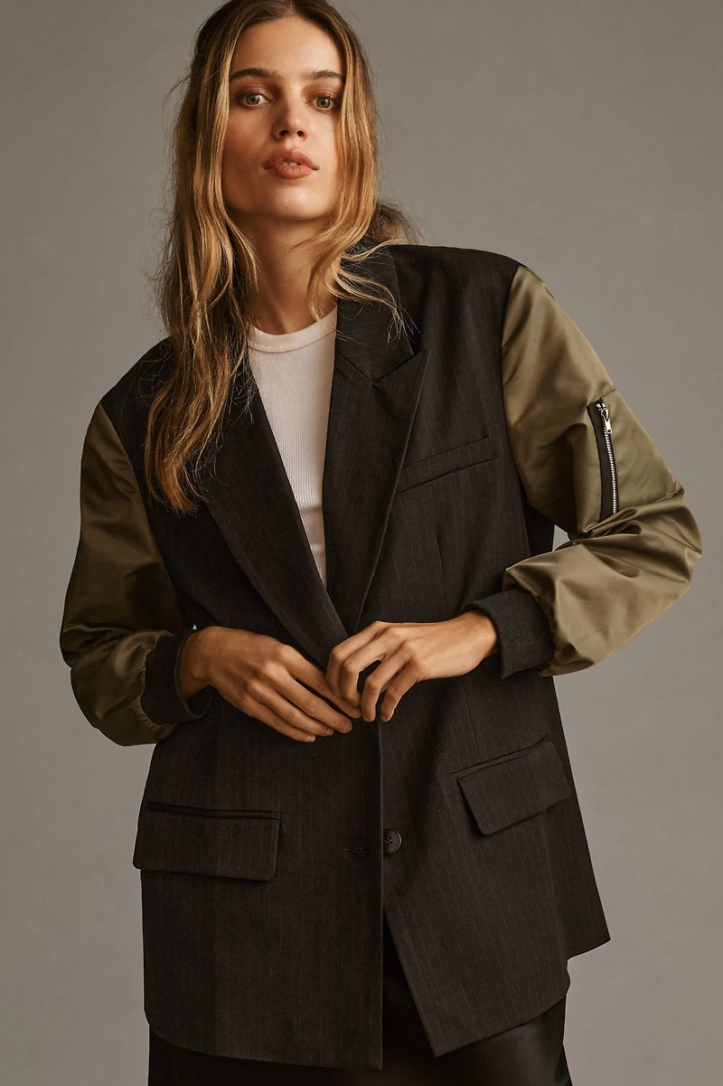 Dolan Utility Mixed Fabric Blazer