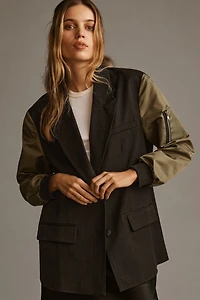 Dolan Utility Mixed Fabric Blazer