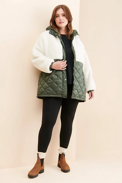 Sanctuary Quilted Sherpa Mix Coat