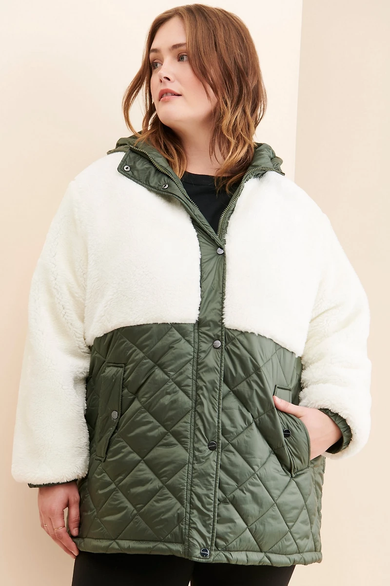 Sanctuary Quilted Sherpa Mix Coat