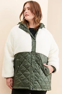 Sanctuary Quilted Sherpa Mix Coat