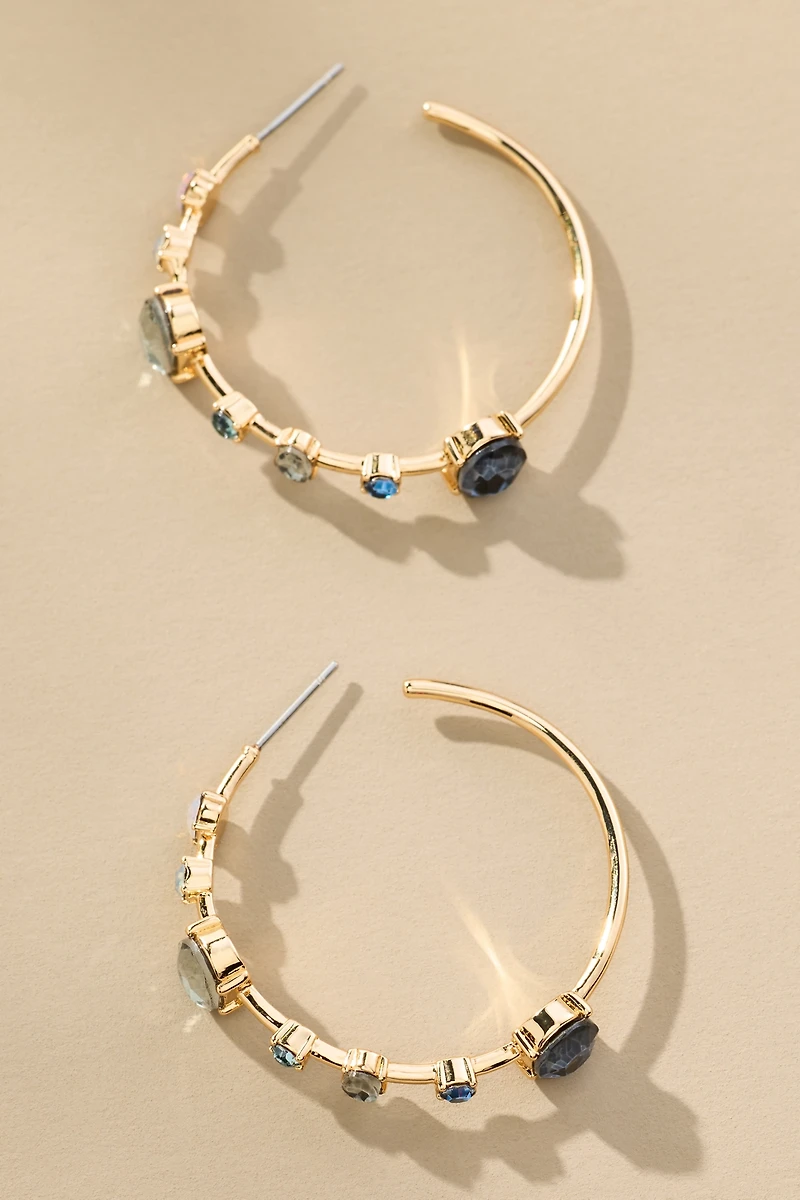 Spaced Crystal Hoop Earrings