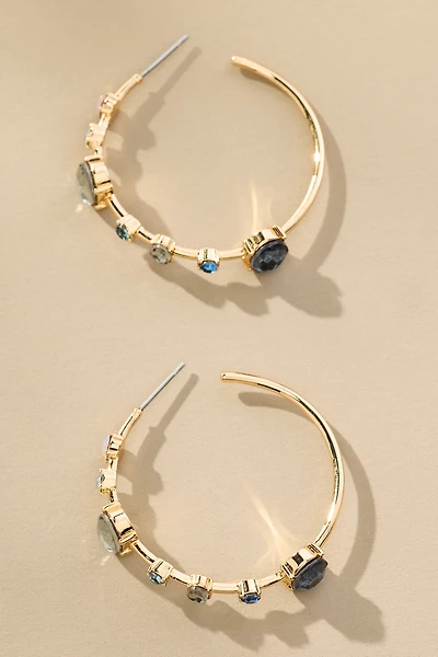 Spaced Crystal Hoop Earrings