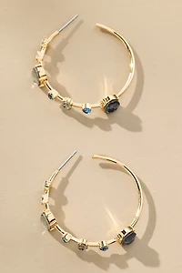 Spaced Crystal Hoop Earrings