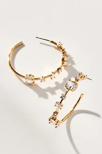 Spaced Crystal Hoop Earrings