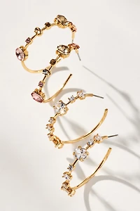 Spaced Crystal Hoop Earrings