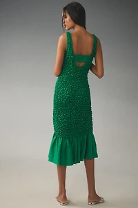 Square-Neck Pebble Smocked Dress