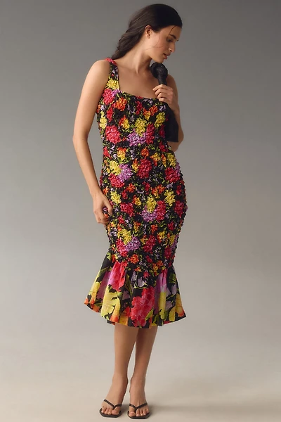 Square-Neck Pebble Smocked Dress