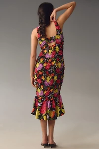 Square-Neck Pebble Smocked Dress