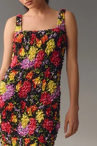 Square-Neck Pebble Smocked Dress