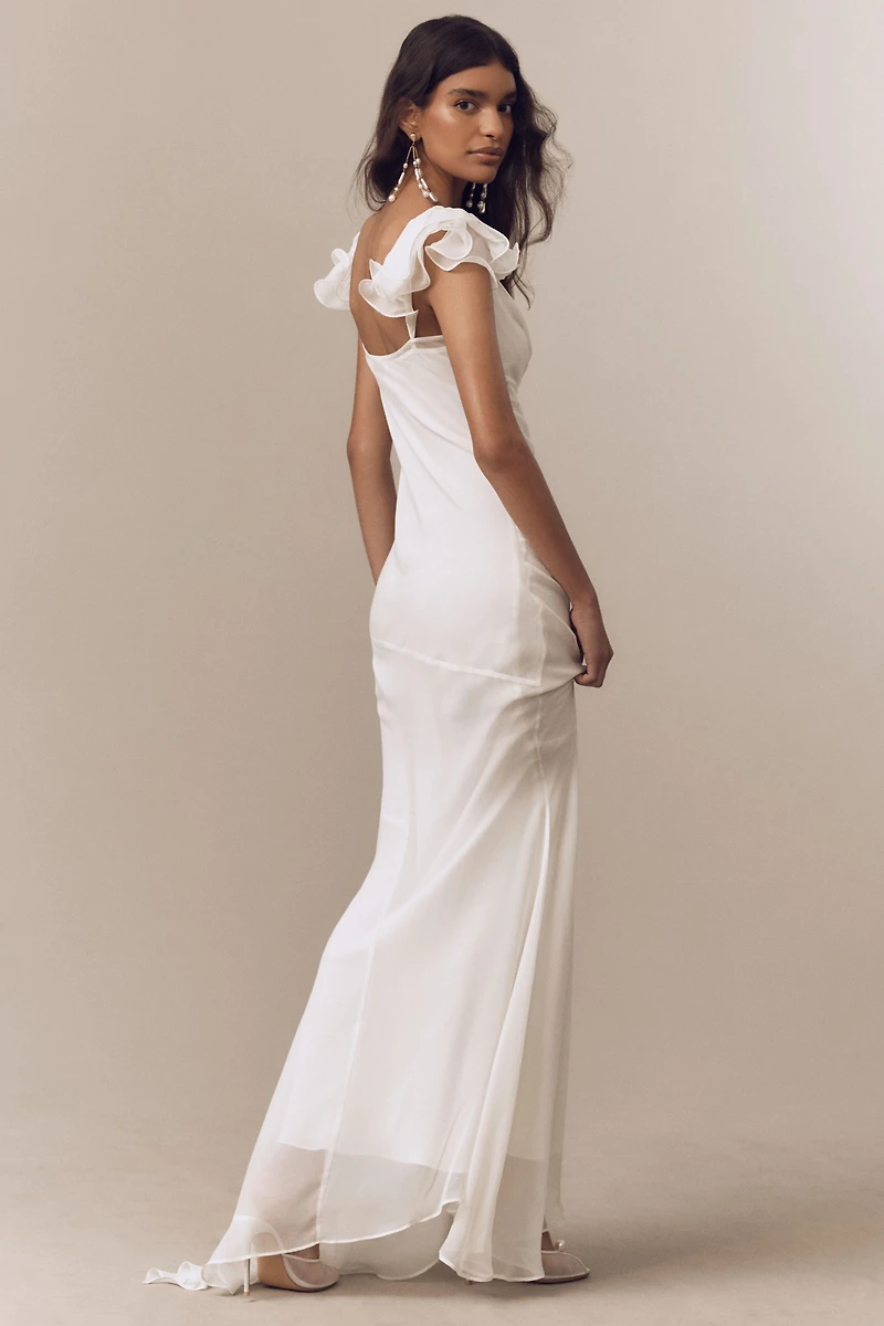 De La Vali Cowl-Neck Silk Mermaid Gown