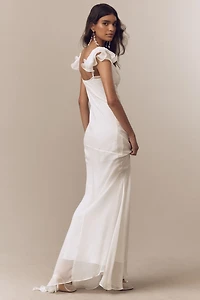 De La Vali Cowl-Neck Silk Mermaid Gown