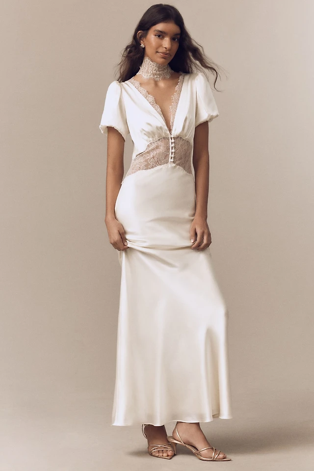 De La Vali Puff-Sleeve Silky Maxi Dress at MarketFair Shoppes in Princeton,  NJ