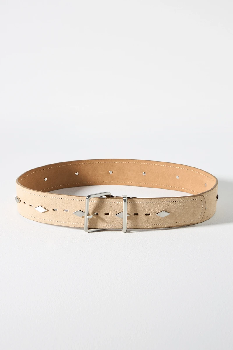 Square Suede Studded Belt