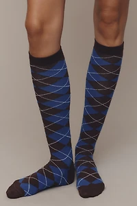 Damson Madder Argyle Knee-High Socks