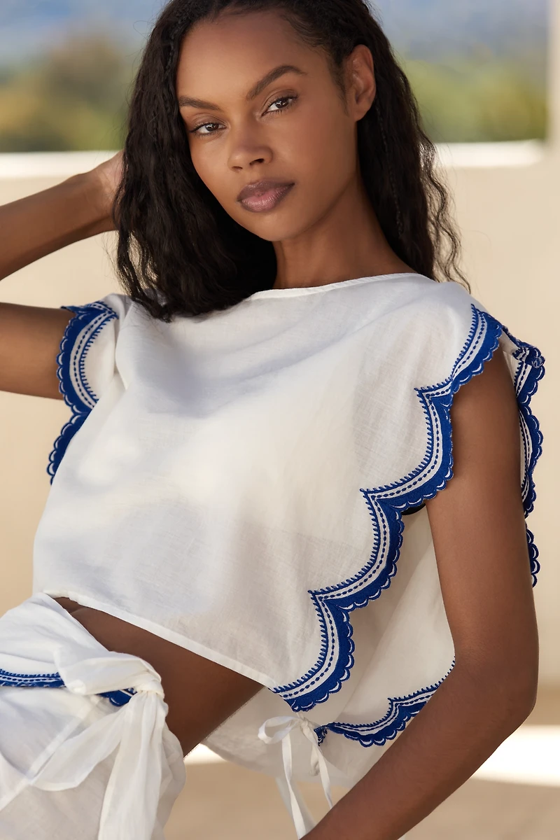 Maeve Cotton Scallop Shell Tank Top