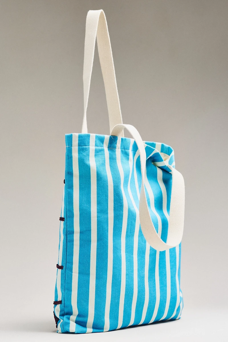 Printed Beaded Canvas Tote Bag